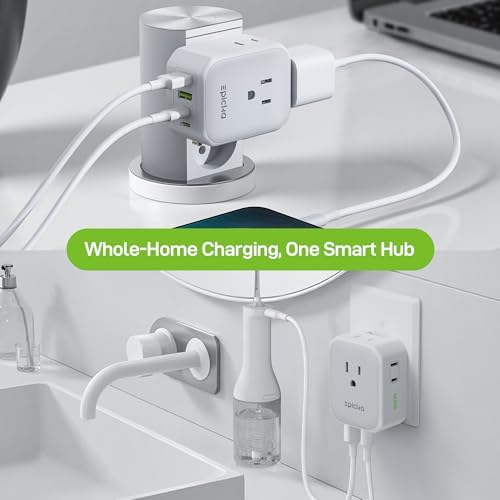 EPICKA 8-Outlet Hybrid Wall Charger with 4 USB Ports – 20 W USB-C Fast Charging Adapter for Travel and Home – Compact, Lightweight, and Foldable Multi-Plug Extender for Ultimate Portability and Device Compatibility