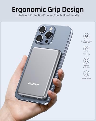 Ultra-Slim 5000 m Ah Mag Safe Battery Pack – Wireless Magnetic Power Bank with 15 W Fast Charging and PD 20 W USB-C Output for i Phone 16/15/14/13/12 Series – Sleek, Lightweight Design for On-the-Go Charging and Enhanced Device Compatibility