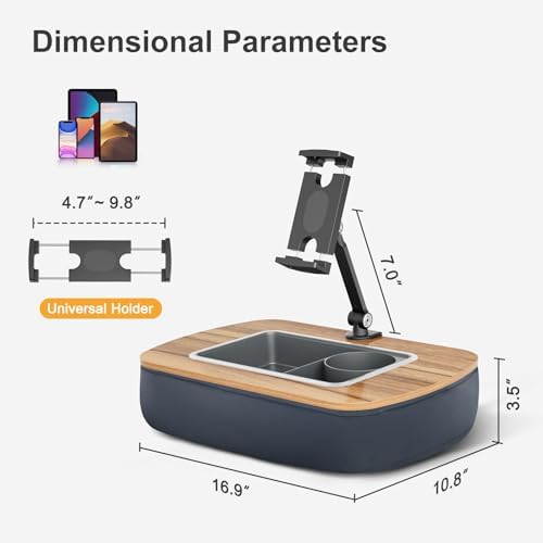 Ultimate Comfort Lap Beanbag Tablet Pillow Stand with Integrated Snack Bowl – Adjustable 360° Rotating i Pad Holder for 4.7″-13″ Devices – Perfect for Hands-Free Reading and Relaxation on Bed, Couch, or Recliner in Stylish Gray – Enhance Your Leisure Experience Today!