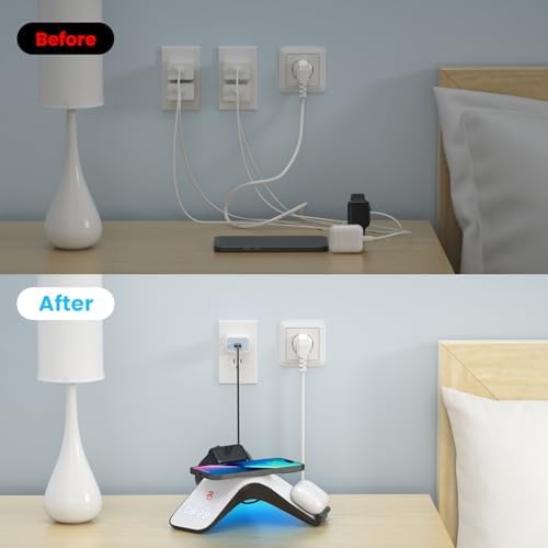 YLF 5-in-1 Fast Wireless Charging Station with Bluetooth Clock – Multi-Device Charger for Samsung Galaxy S23 Ultra/S23/S22/S21 – Sleek LED Display & Enhanced Speed for a Clutter-Free Workspace