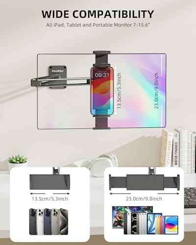 Premium Aluminum Alloy Tablet Wall Mount Holder – 360° Adjustable Arm for i Pad Pro, Air, and Samsung Galaxy Tabs – Foldable Portable Monitor Stand for Effortless Viewing and Space Optimization in Home and Office Environments