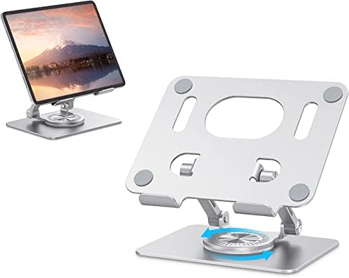 Revolutionary 360-Degree Swivel Tablet Stand – Adjustable, Multi-Functional Holder for i Pad Pro, Air, Mini & More (Sleek Silver) – Experience Unmatched Versatility and Stability for Streaming, Drawing, and Browsing