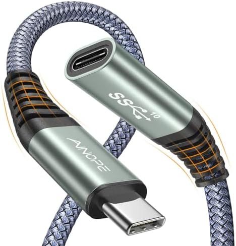 Maximize Your Connectivity with AINOPE 10 FT USB C Extension Cable – 20 Gbps Data Transfer & 240 W Charging Power, Ideal for i Phone 16 Pro Max, PSVR2, Mac Book Air M2 Pro, and More – Stylish Blue Design for Enhanced Flexibility and Performance