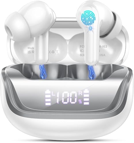 Donerton Advanced Bluetooth 5.4 Wireless Earbuds – Immersive Deep Bass In-Ear Headphones with Quad ENC Mics for Superior Noise Cancellation, 45-Hour Playback, IP7 Waterproof Charging Case – Ideal for Fitness Enthusiasts and Effortless Connectivity