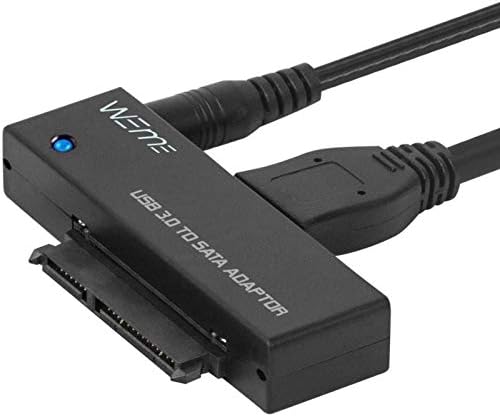 WEme USB 3.0 to SATA Adapter for 2.5″ & 3.5″ Hard Drives & SSDs – High-Speed Data Transfer with Power Adapter & USB Cable Included, Effortless File Management Solution for Tech Enthusiasts