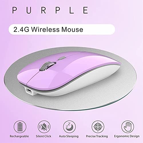 Uciefy Q5 Slim Rose Gold Wireless Mouse – Portable Optical Rechargeable Design with Silent Click, USB Receiver & Type C Adapter for Effortless PC, Laptop & Desktop Compatibility – Elevate Your Workspace with Style & Precision