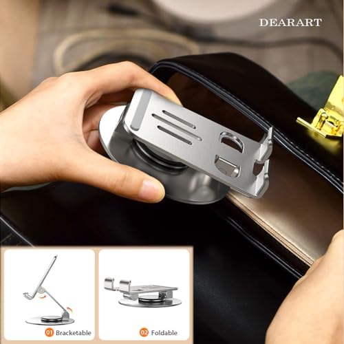 DEARART Cell Phone Stand, 360° Adjustable Phone Stand for Desk, Foldable Phone Holder Fully Carried Easily, Grey (Square Base) – Enhanced Compatibility and Speed