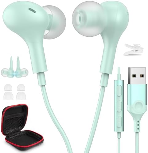 Enhance Your Audio Clarity: Advanced USB Wired Earbuds with 7.5 FT Cord, Noise-Canceling Mic, and Magnetic Storage – Ideal for Zoom Calls, Gaming, and Mac Book Pro Connectivity – Comfort Meets Performance