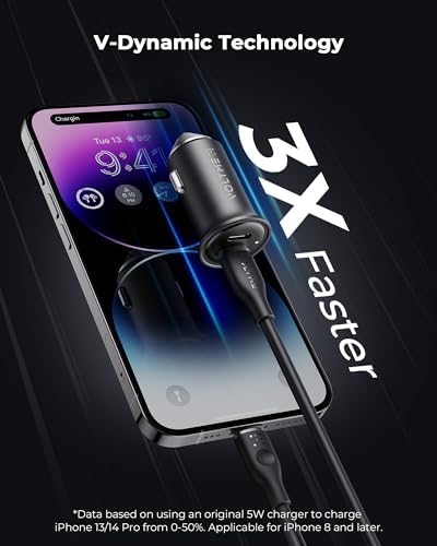 VOLTME 30 W USB C PD 3.0 Car Charger – Fast Charging Dual Port Adapter for i Phone 14/13/12/11 Pro Max, Samsung Galaxy S23/S22/S21, and More – Sleek Navy Blue Design for Universal Compatibility and Efficient Power Delivery on the Go