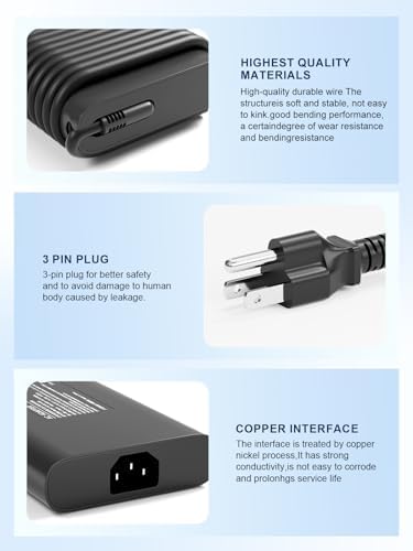 High-Power 100 W USB-C Laptop Charger for Dell Models – Fast Charging AC Adapter with Enhanced Compatibility for Latitude, Inspiron, and Precision Series – Eco-Friendly TPE Cable, Multiple Safety Protections, and Convenient Cable Management – Ideal Travel Companion for Home and Office Use