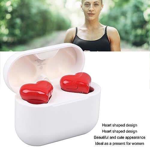 Dpofirs Heart-Shaped Bluetooth Earbuds – Lightweight Stereo Headphones with Active Noise Canceling, Premium Sound Quality, and Customizable Fit – Includes Charging Case and 6 Ear Tips for Ultimate Comfort and Compatibility