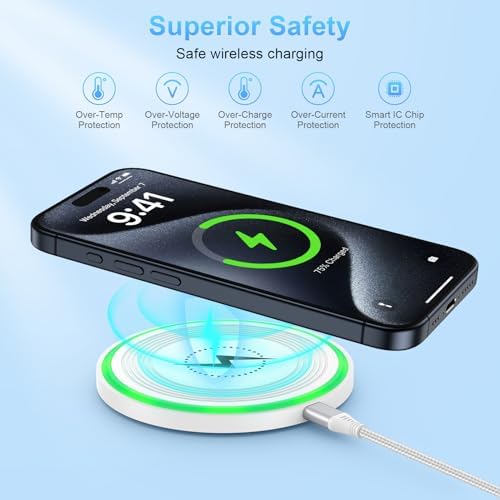 Ultra-Fast Wireless Charging Pad for Samsung Galaxy S24 Ultra, i Phone 15, and Google Pixel 8 – 15 W High-Speed Charger with QC Adapter for Effortless Power-Up and Enhanced Device Compatibility