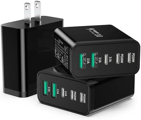 Ultimate 5-Port USB C and USB A Fast Charging Block – Besgoods 50 W Power Adapter for i Phone 16 Pro Max, i Pad, Air Pods & Galaxy Devices – Multi-Device Charging Station with Quick Charge & Power Delivery – Compact & Safe Design for Home/Office Use – Ideal for Families & Professionals