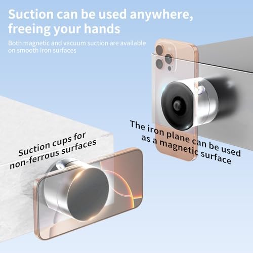 Vacuum Magnetic Phone Stand for Car Mount,【360°Rotatable】Suction Cup Cell Phone Holder for Women Men iPhone Samsung Huawei【Waterproof】Foldable Phone Mount for Car Accessories/Shower/Desk/Mirror (Grey) – Enhanced Compatibility and Speed