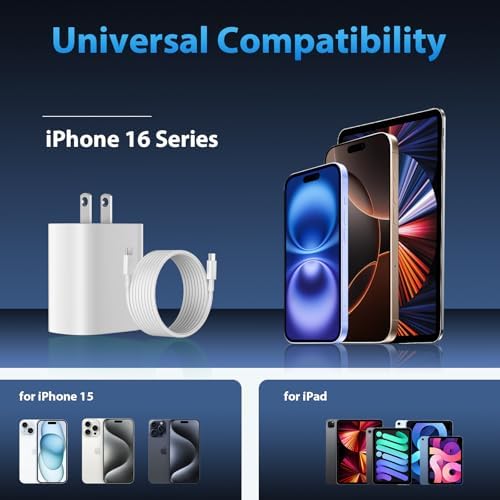 High-Speed 30 W USB C Fast Charger for i Phone 15 & 16 Pro Max with 6 FT Cable – Ultimate Compatibility for i Pad and Samsung Galaxy S24 – Compact, Reliable Power Block with Advanced Safety Features for On-the-Go Charging
