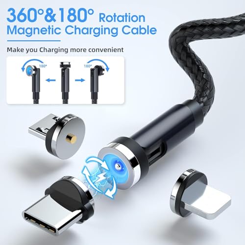 Revolutionize Your Charging with the Magnetic 540° Rotation Cable Set – 7-Piece Bundle Featuring 1.6 ft, 3.3 ft (2), 6.6 ft (2), and 10 ft (2) Lengths – Universal Compatibility with Micro USB, Type C, and i Devices for Fast, Efficient Charging – Durable, Hassle-Free Magnetic Connection for One-Handed Use – Perfect for Home, Car, or Travel Charging Solutions