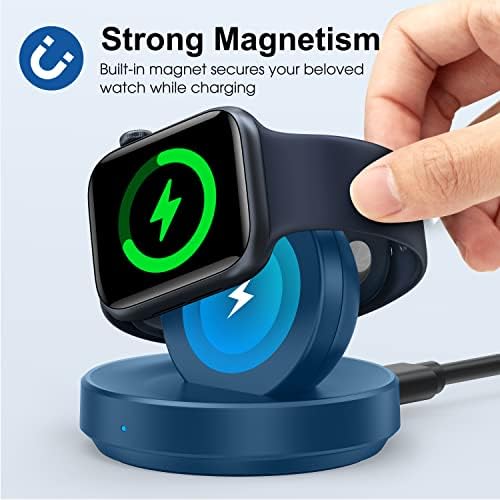 Sleek Sky Blue Portable Magnetic Charging Dock for Apple Watch – Fast Wireless Charger with Nightstand Mode, Compatible with Series 10, 9, 8, 7, SE, 6, 5, 4, 3, 2, Ultra 2 – Travel-Friendly Design with Premium Charging Cable for Effortless Power and Style