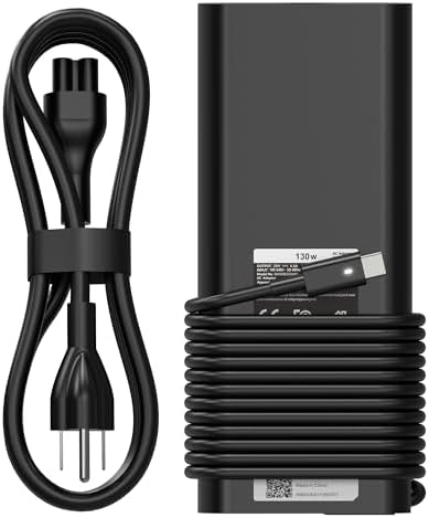 High-Performance 130 W USB-C Laptop Charger for Dell XPS & Precision Models – Fast Charging AC Adapter for Ultimate Compatibility with XPS 15/17, Latitude, and Precision Series – CE/FCC/Ro HS Certified Power Supply with 30-Day Money-Back Guarantee and 12-Month Warranty – Ideal Replacement for OEM Chargers