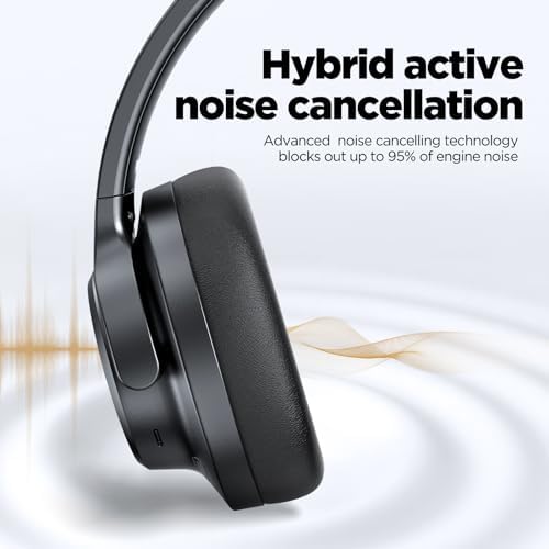 Elevate Your Sound Experience with FIO MOTUS Bluetooth Over-Ear Headphones – Unmatched 130-Hour Battery Life, Advanced Noise Cancellation, Custom EQ for Personalized Deep Bass, and High-Resolution Audio Quality – Perfect for Travelers and Home Office Users Seeking Comfort and Effortless Wireless Connectivity