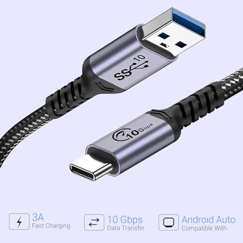 High-Speed 10 Gbps Android Auto USB C Cable (6.6 ft, 2-Pack) – Universal Compatibility for Fast Charging & Data Transfer with i Phone 16/15 & Samsung Galaxy – Durable, Versatile Cord for Seamless In-Car Connectivity