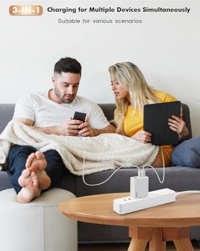 100 W Multi-Port USB-C Fast Charger with 6 FT Woven Cable – Ultra-Fast Power for Mac Book, i Phone 16/Plus/Pro, i Pad 10 & More – Compact & Durable Charging Solution for Home, Office, and Travel