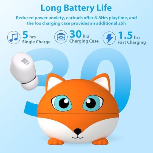 Penguins Kids Bluetooth Headphones – Safe 85 d B Volume Limited Earbuds with 30-Hour Playtime, Waterproof Touch Control for Small Ears – Ideal for School, Travel, and Home Use with Superior Device Compatibility and Child-Friendly Design