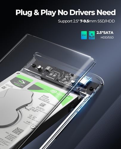 ORICO 2.5” SATA to USB 3.1 Type-C Hard Drive Enclosure – High-Speed External HDD/SSD Case with UASP Support for Seamless Data Transfer, Compatible with Mac & Windows, Ideal for 7 mm and 9.5 mm Drives – Reliable Storage Solution for Professionals and Casual Users