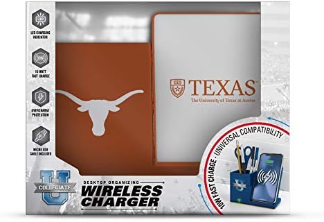 NCAA Unisex Fast Wireless Charging Stand & Desk Organizer – Stylish Multi-Device Charger for Sports Enthusiasts, Efficient Workspace Solution with Built-in Accessory Compartments