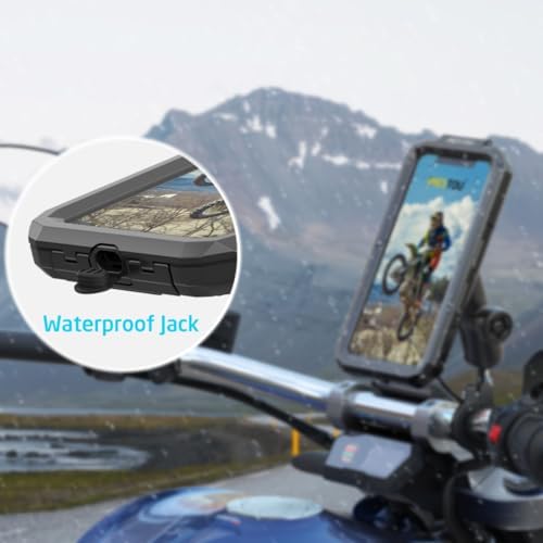 All-Weather IP66 Waterproof Bike Phone Holder – RAM B Size Compatible Cradle for 3.5″-6.1″ Smartphones, Effortless 360-Degree Viewing, Quick-Release Design for Adventurous Cyclists – Exceptional Durability and Weather Resistance