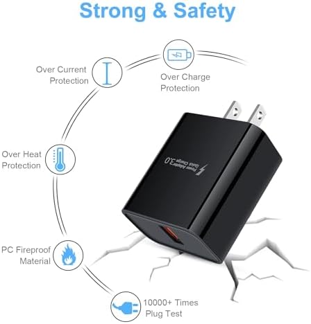 Rapid Charge USB Wall Charger – Quick Charge 3.0 Compact Power Block for i Phone & Samsung Galaxy – High-Speed Charging for Android Devices – Travel-Friendly Design with Safety Features – Universal Compatibility for LG, Moto & More