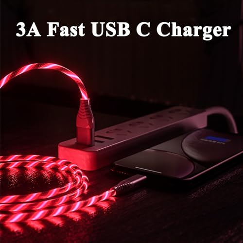 Illuminate Your Charging Experience with the 6.6 FT Light Up USB Type C Charger Cable – 3 A Fast Charge LED Cord for i Phone 16/15 Series & Samsung Galaxy S20/S10/S9/S8, LG V40/V30 – Stylish, Durable, and Enhanced Compatibility for Modern Devices