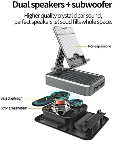 Transform Your Multimedia Experience with the JTEMAN Adjustable Tablet Stand Featuring Bluetooth Speakers – Versatile Kitchen Gadget and Perfect Gift for Him or Her – Wireless Charging Station for Phones and Tablets, Enhanced Compatibility for All Devices