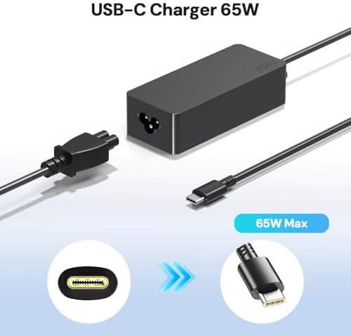 Efficient 65 W USB-C Power Adapter for Lenovo Think Pad Series: Fast Charging Solution for P14 s, P16 s, T14, T15, and X1 Carbon; Versatile AC Charger with Multiple Voltage Outputs for Enhanced Performance; Ideal for Think Pad Yoga and Chromebook Users; Safety Features Against Short-Circuit and Overheating; Comes with Charger and Power Cord for Seamless Connectivity and Reliability; Elevate Your Charging Experience with Reliable Protection and Optimal Compatibility for Various Think Pad Models.