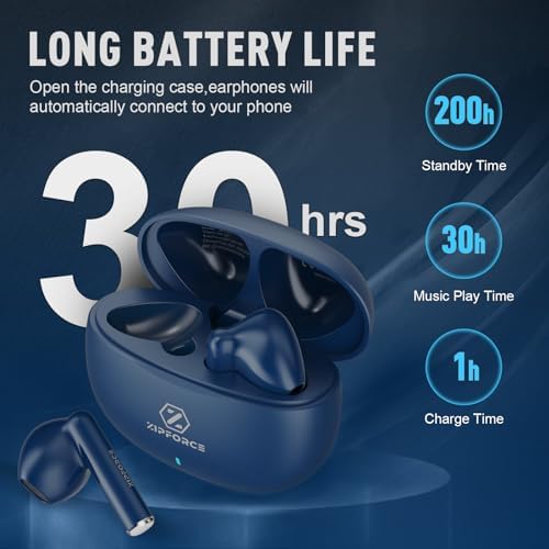 ZIPFORCE Bluetooth 5.3 True Wireless Earbuds with ENC Microphones – IPX6 Waterproof, Lightweight Design, 40-Hour Playtime, Touch Control Headphones for Seamless Audio Experience and Crystal-Clear Calls