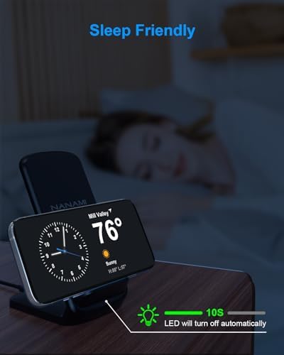 NANAMI Qi-Certified Fast Wireless Charging Stand – Ultimate Compatibility for Samsung Galaxy S25/S24/S23/S22/S21/S20 & i Phone 16/16 Pro/16 Pro Max/15/14/13 – Sleek Design, Rapid Power Delivery, and Adjustable Viewing Angles for a Seamless Charging Experience