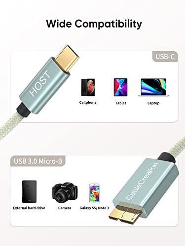 High-Speed 1 FT USB C to Micro B Cable – 10 Gbps Data Transfer for i Phone 15, Seagate & WD External Hard Drives – Durable Braided Design for Enhanced Connectivity & Reliability – Perfect Length for Travel & Desk Use – USB 3.1 Type C Compatible