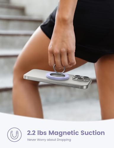 Lamicall 360° Rotatable Magnetic Phone Ring Holder for Mag Safe – Lightweight Grip & Kickstand Compatible with i Phone 12/13/14/15/16 Series, Misty Black – Enhanced Magnetic Strength and Flexibility for Secure One-Handed Use and Wireless Charging Convenience