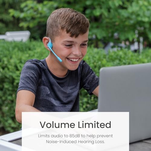 Puro Sound Labs Puro Flex-Kids: Enhanced Bone Conduction Bluetooth 5.3 Headphones for Active Children – Lightweight, Open-Ear Design with Sweat Resistance and Built-in Mic for Safe Listening and Environmental Awareness (Blue)