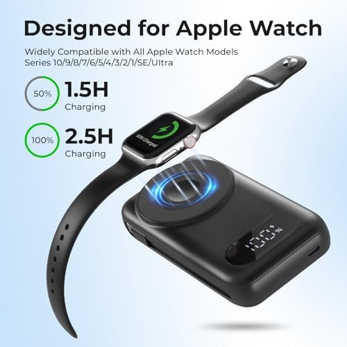 High-Capacity 26800 m Ah Magnetic Power Bank – Versatile 6-in-1 Wireless Charger for i Phone 16/15/14/13/12, Samsung & Android Devices – Built-in Cables, i Watch Compatibility, and Ultra-Fast Charging in Sleek Black Design for On-the-Go Convenience