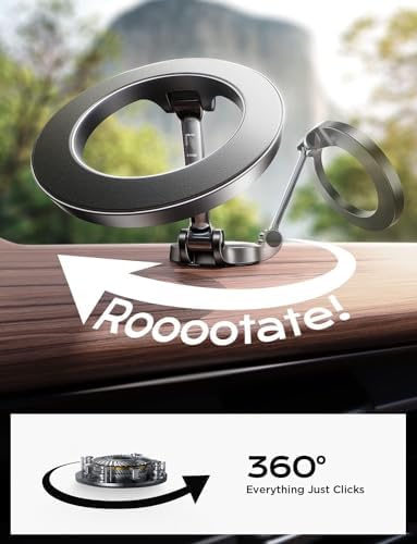 LISEN Gold Magnetic Phone Car Mount – Superior 20 Magnet Grip for i Phone 14 & All Smartphones, Durable Zinc Alloy Construction, Nano 3 M Adhesive for Secure Dashboard Attachment, Enhanced Multi-Adjustment Viewing, 1-Year Warranty for Ultimate Reliability – Elevate Your Driving with Style and Safety