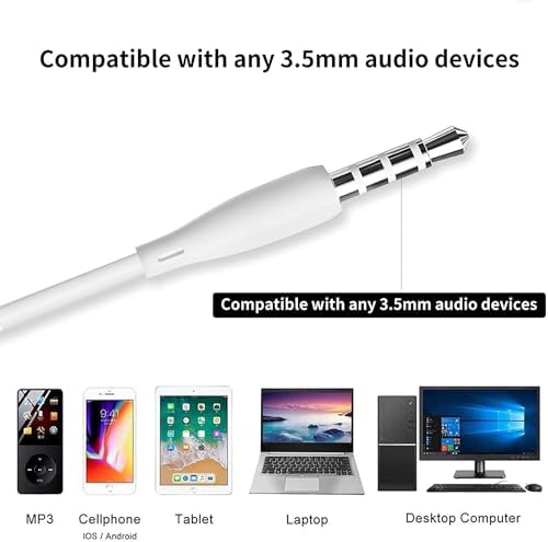 Premium Wired Earbuds with Microphone – 6 Pack of Heavy Bass In-Ear Headphones for Superior Sound Quality, Noise-Blocking Design & User-Friendly Control, Compatible with All 3.5 mm Jack Devices – Perfect for Music Lovers & On-the-Go Professionals