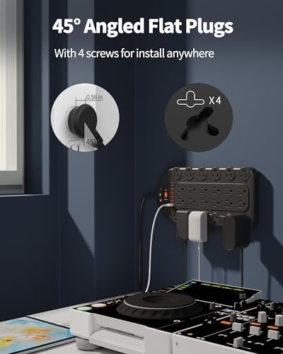 Ultimate Power Strip with 24 AC Outlets and 6 USB Ports, Including 2 High-Speed USB-C Ports, 3400 Joules Surge Protection, 10 Ft Heavy-Duty Flat Plug Extension Cord, Wall Mountable Design for Home and Office Use, ETL Listed for Safety Compliance