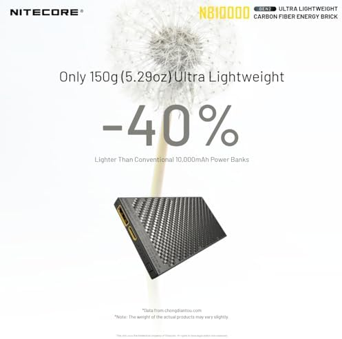 Nitecore NB10000 Gen II Ultra-Slim 10,000 m Ah Power Bank – Lightning-Fast QC USB & USB-C Dual Output Charger with Dual Cable Bundle – Ultimate Portability for Phones, Flashlights, and Headlamps – Waterproof & Durable Design for Active Lifestyles