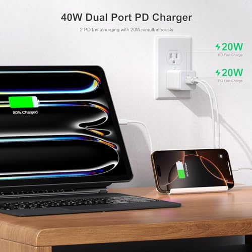 Dual-Port 20 W USB-C Fast Charger 2-Pack – Ultimate Power Delivery Solution for i Phone 11-16 Pro Max, Samsung Galaxy & More – Compact, Durable Wall Charger for i Pad Pro, Air Pods 4 & Apple Watch 10 – Perfect for Home & Travel Use with Universal Compatibility and Rapid Charging Efficiency