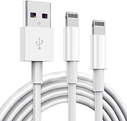 Dual Pack 6 Ft Apple MFi Certified Lightning to USB Charging Cables – Fast 2.4 A Power for i Phone 14/13/12/11/X/XS/XR/8/7/6/SE Plus Pro Max Mini – Durable and Flexible Design for Home, Office, and Travel Use – Enhanced Compatibility and Speed for Seamless Charging Experience