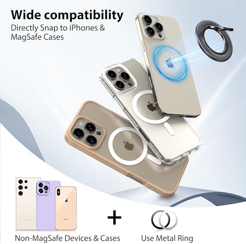 Crea Dream Magnetic Phone Ring Holder Set for Mag Safe – 360° Rotating Grip Stand with Dual-Sided Kickstand for i Phone 16, 15, 14, 13 Series – Enhanced Stability & Versatile Viewing Experience