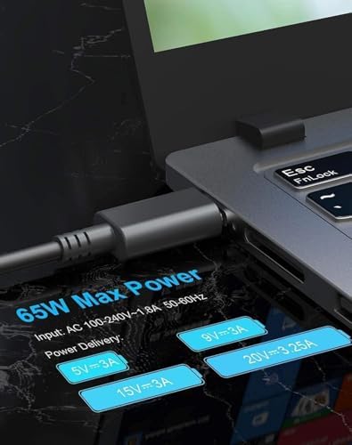 High-Efficiency 65 W USB-C Laptop Charger for HP Elite Book and Pro Book Series – Universal Compatibility for Rapid Charging, Supporting G8 to G11 Models, and Beyond – Perfect Replacement for Elite Book, Envy, ZBook, and Chromebook Devices – 100-240 V Input with Versatile Output (5 V-20 V) for Optimal Power Delivery – Robust and Durable Design with Comprehensive Customer Support for a Smooth User Experience – Ideal for Professionals Seeking Reliable Power Solutions