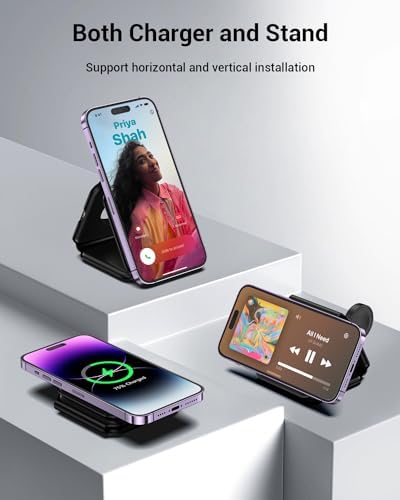 Ultimate 3-in-1 Magnetic Wireless Charging Station – Fast and Portable Mag-Safe Charger for i Phone 16/15/14/13/12 Series, Apple Watch & Air Pods with Adapter Included – Compact Design for Effortless Travel and Enhanced Device Compatibility