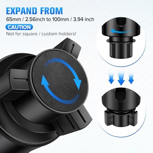 Car Cup Holder Phone Holder, Universal Adjustable Cell Phone Cup Holder Expander for Car, Fits All 4.0-7.0 Inches Smartphones, Most Bottles 20-40 oz, Black – Enhanced Compatibility and Speed