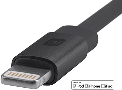 Monoprice 112958 Certified Flat Lightning to USB Cable – 4 ft Gray | Enhanced Durability and High-Speed Sync for i Phone & i Pad | Tangle-Free Design for Home, Office, and Travel | Compatible with i Phone Models X, 8, 7, 6, 5 S & i Pad Pro | Reliable Charging Accessory for Everyday Use